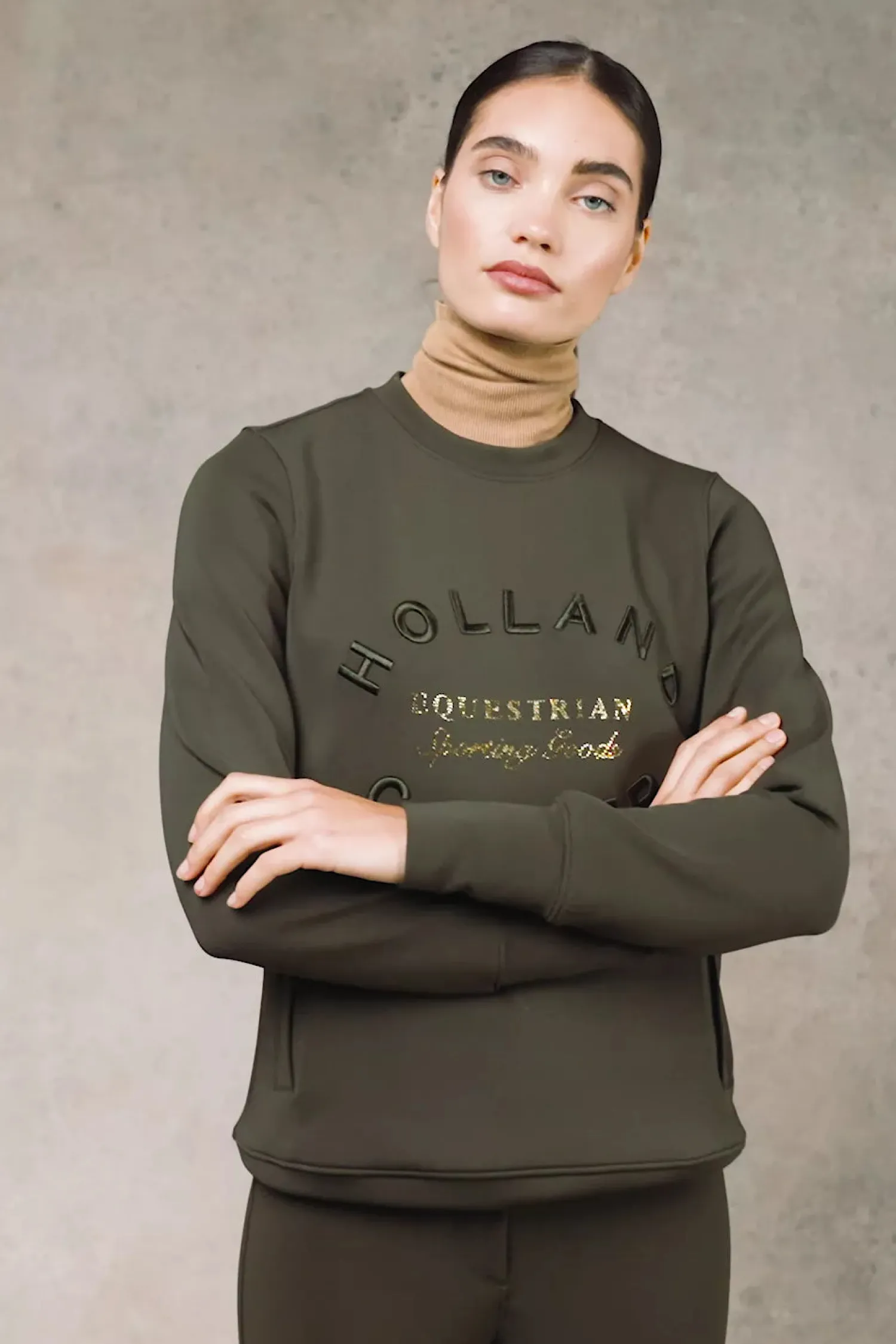Sale Crystal Crew Neck Sweat (Dark Olive) Hoodies & Sweatshirts