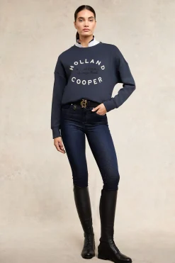 Outlet Crystal Crew Neck Sweat (Ink Navy) Hoodies & Sweatshirts