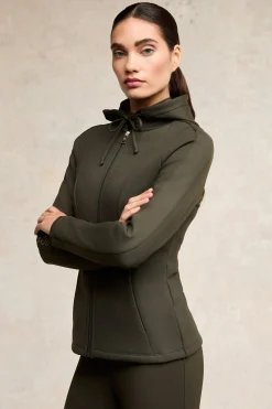 Discount Crystal Zip Hoodie (Dark Olive) Jackets