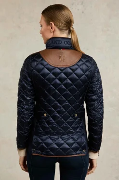 Fashion Diamond Quilt Classic Jacket (Ink Navy) Women Jackets