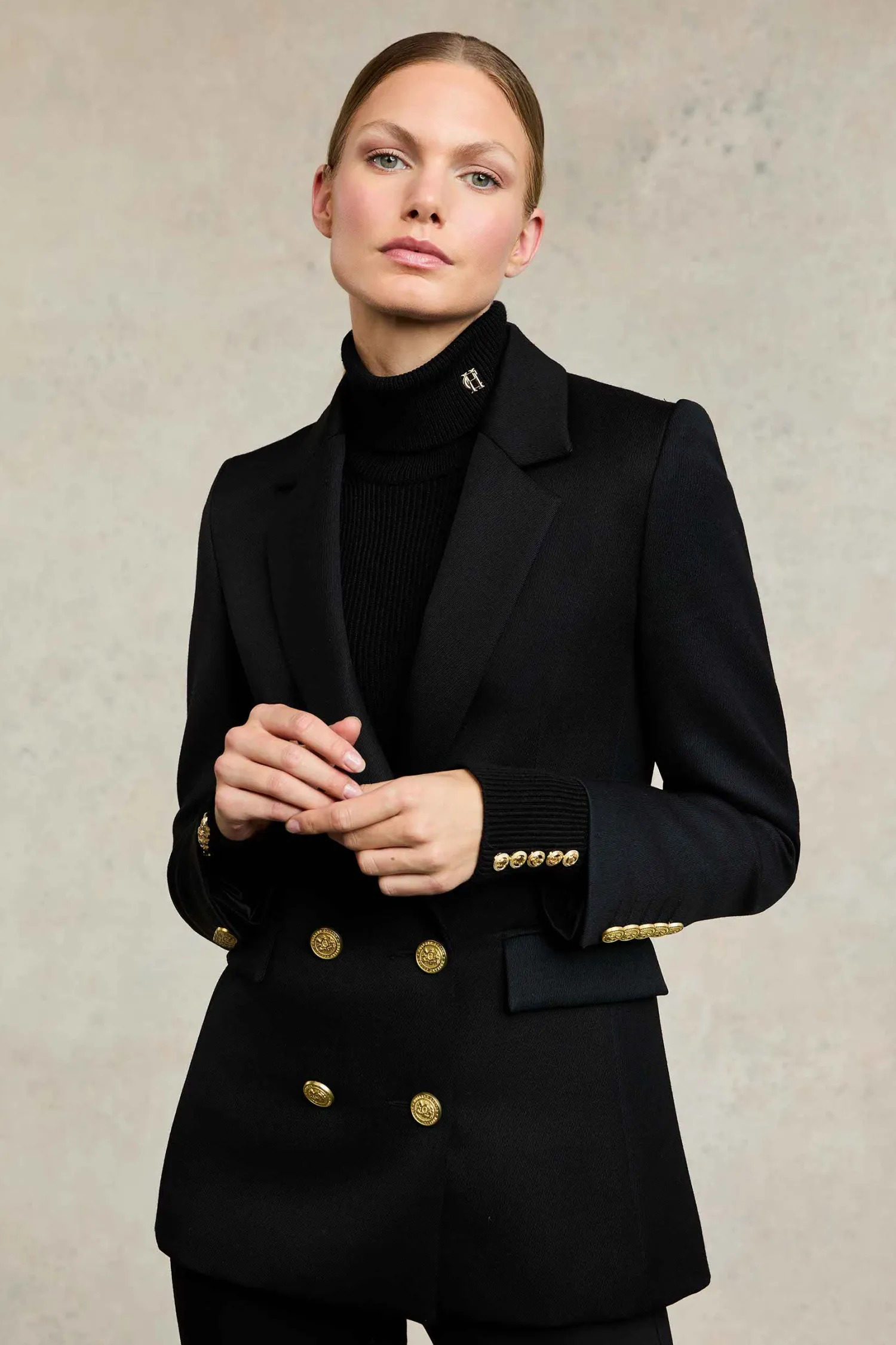 Sale Double Breasted Blazer (Black Twill) Women Blazers|Tailoring