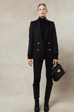 Sale Double Breasted Blazer (Black Twill) Women Blazers|Tailoring