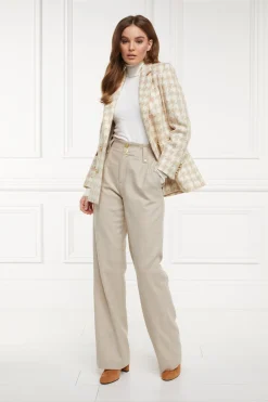 Online Double Breasted Blazer (Camel Houndstooth) Women Blazers|Tailoring