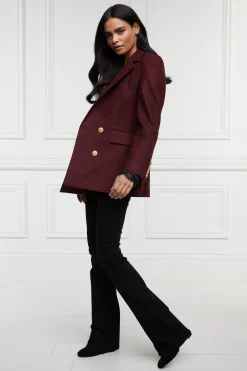 Sale Double Breasted Blazer (Deep Red Houndstooth) Women Blazers|Tailoring