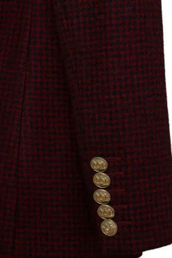 Sale Double Breasted Blazer (Deep Red Houndstooth) Women Blazers|Tailoring