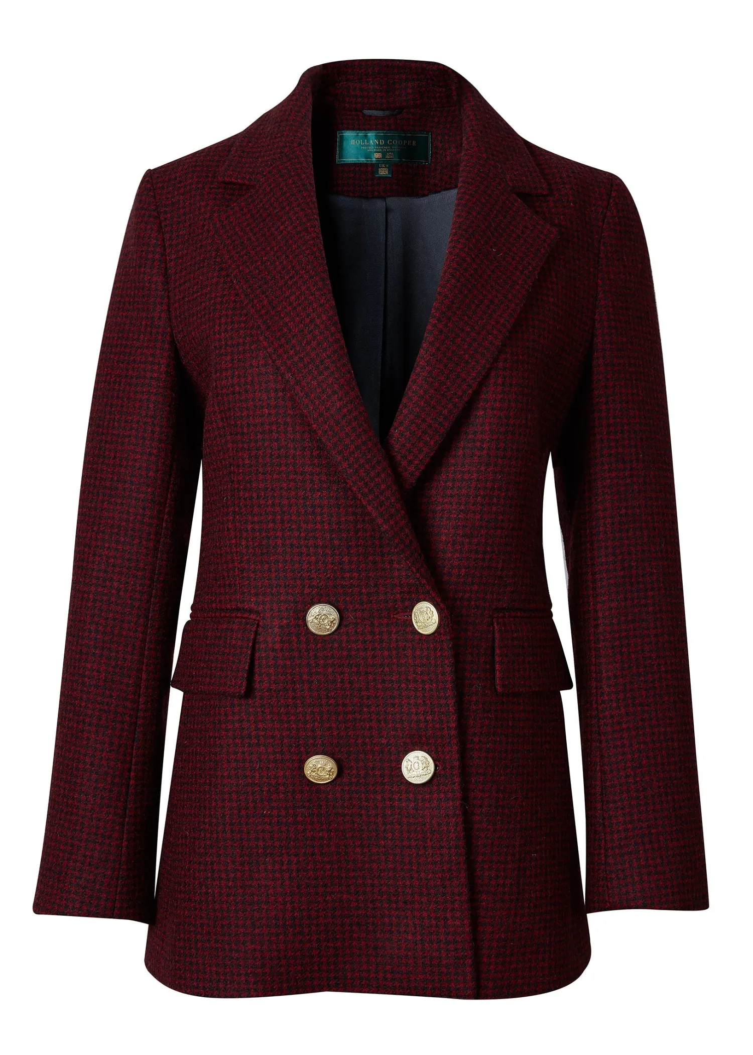 Sale Double Breasted Blazer (Deep Red Houndstooth) Women Blazers|Tailoring