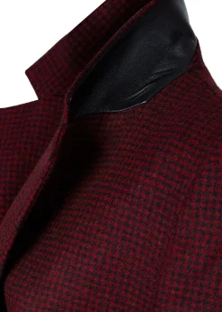 Sale Double Breasted Blazer (Deep Red Houndstooth) Women Blazers|Tailoring