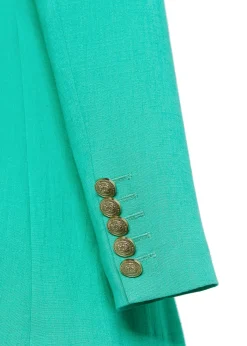 Fashion Double Breasted Blazer (Jade Linen) Women Blazers|Tailoring