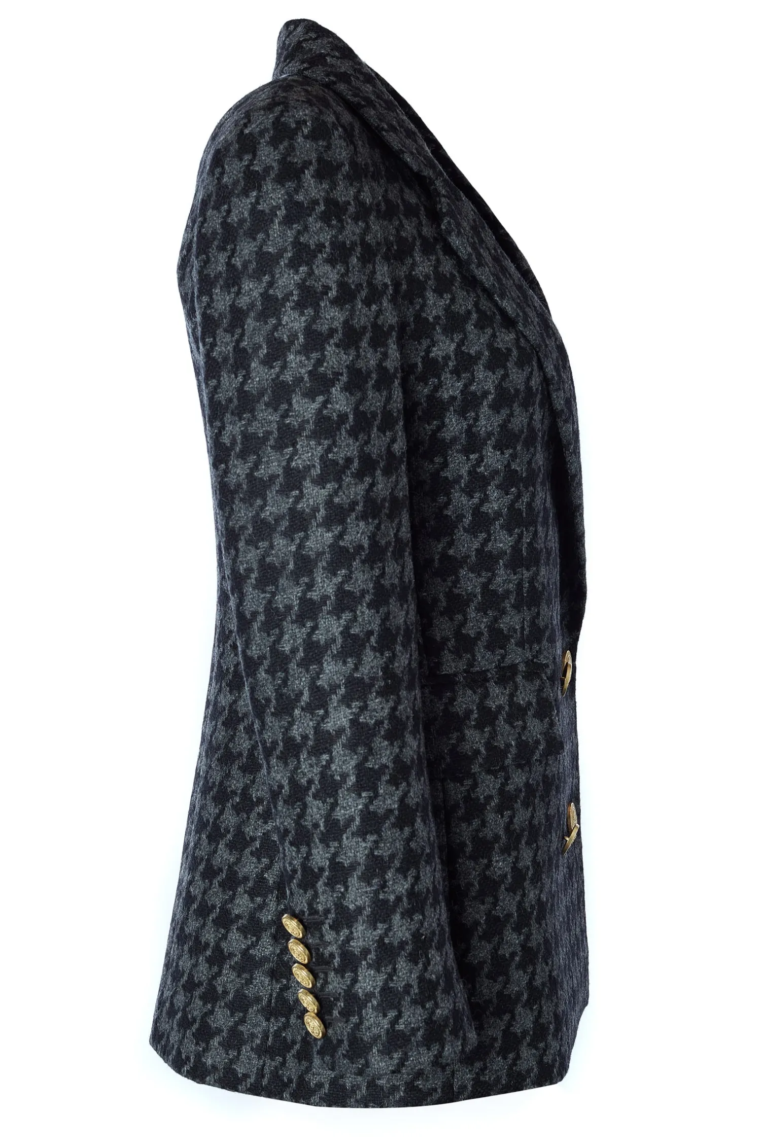 Outlet Double Breasted Blazer (Large Scale Charcoal Houndstooth) Women Blazers|Tailoring