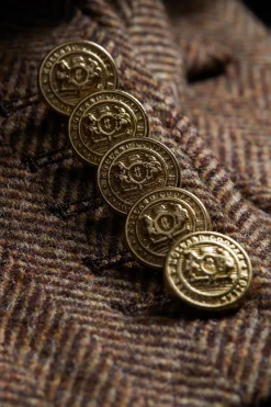 Clearance Double Breasted Blazer (Large Scale Brown Herringbone) Women Blazers|Tailoring