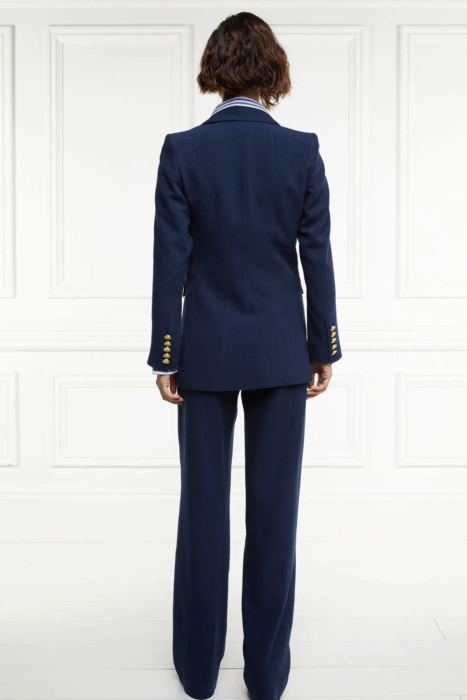 Best Double Breasted Blazer (Navy Linen) Women Blazers|Tailoring