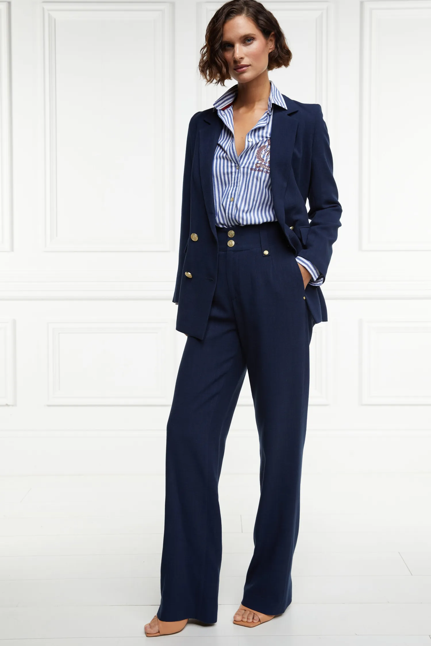 Best Double Breasted Blazer (Navy Linen) Women Blazers|Tailoring