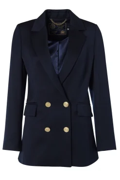 Fashion Double Breasted Blazer (Navy Twill) Women Blazers|Tailoring