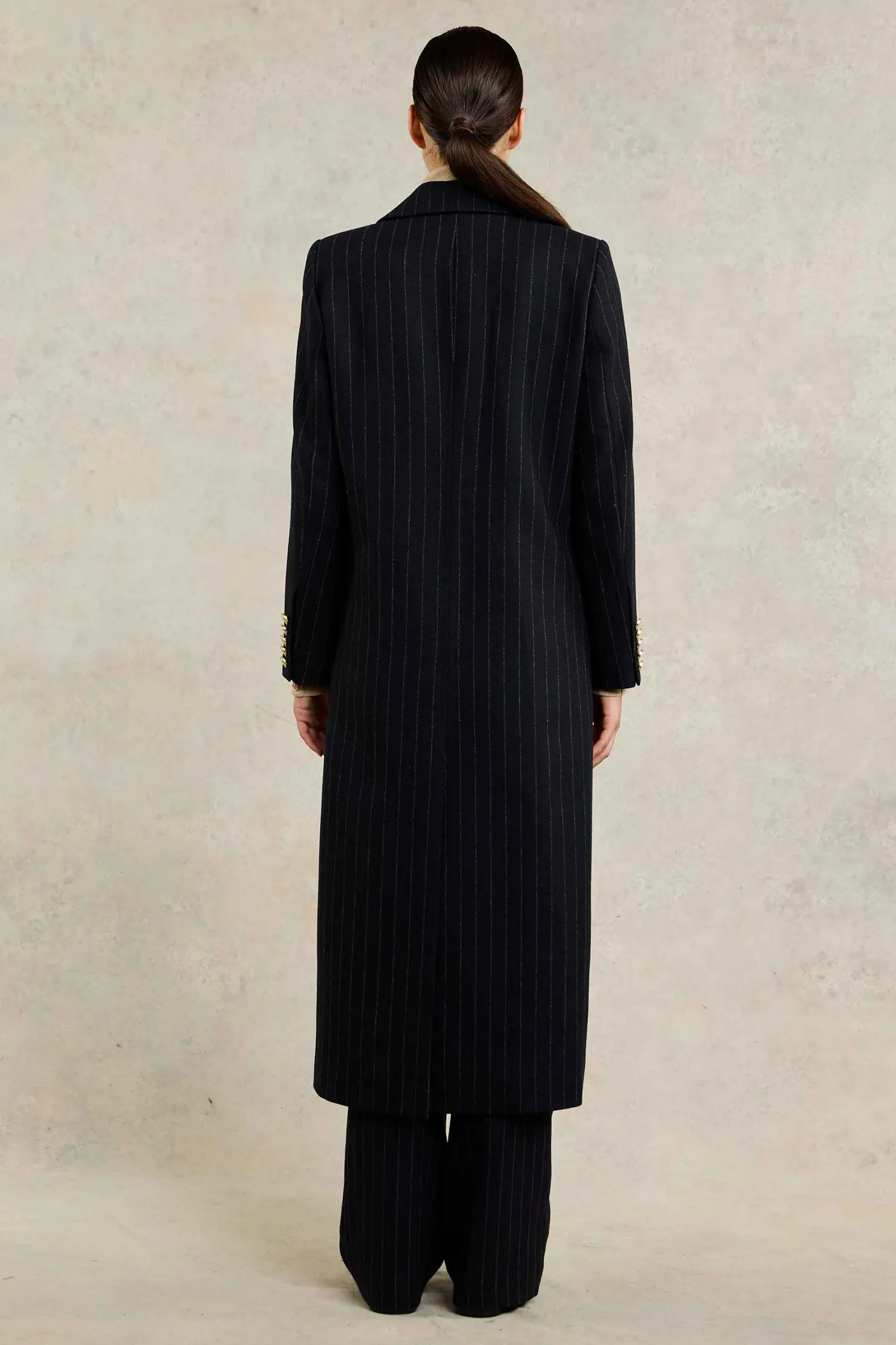 Hot Double Breasted Coat (Dark Navy Pinstripe) Women Tailoring|Coats
