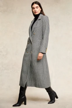 Fashion Double Breasted Coat (Prince of Wales Mono) Women Coats|Tailoring