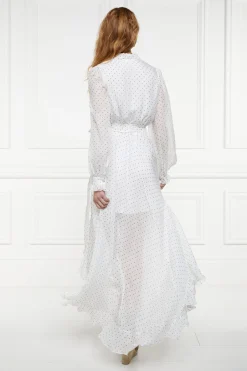 Hot Ellisa Maxi Dress (Ecru Polka Dot) Women Dresses