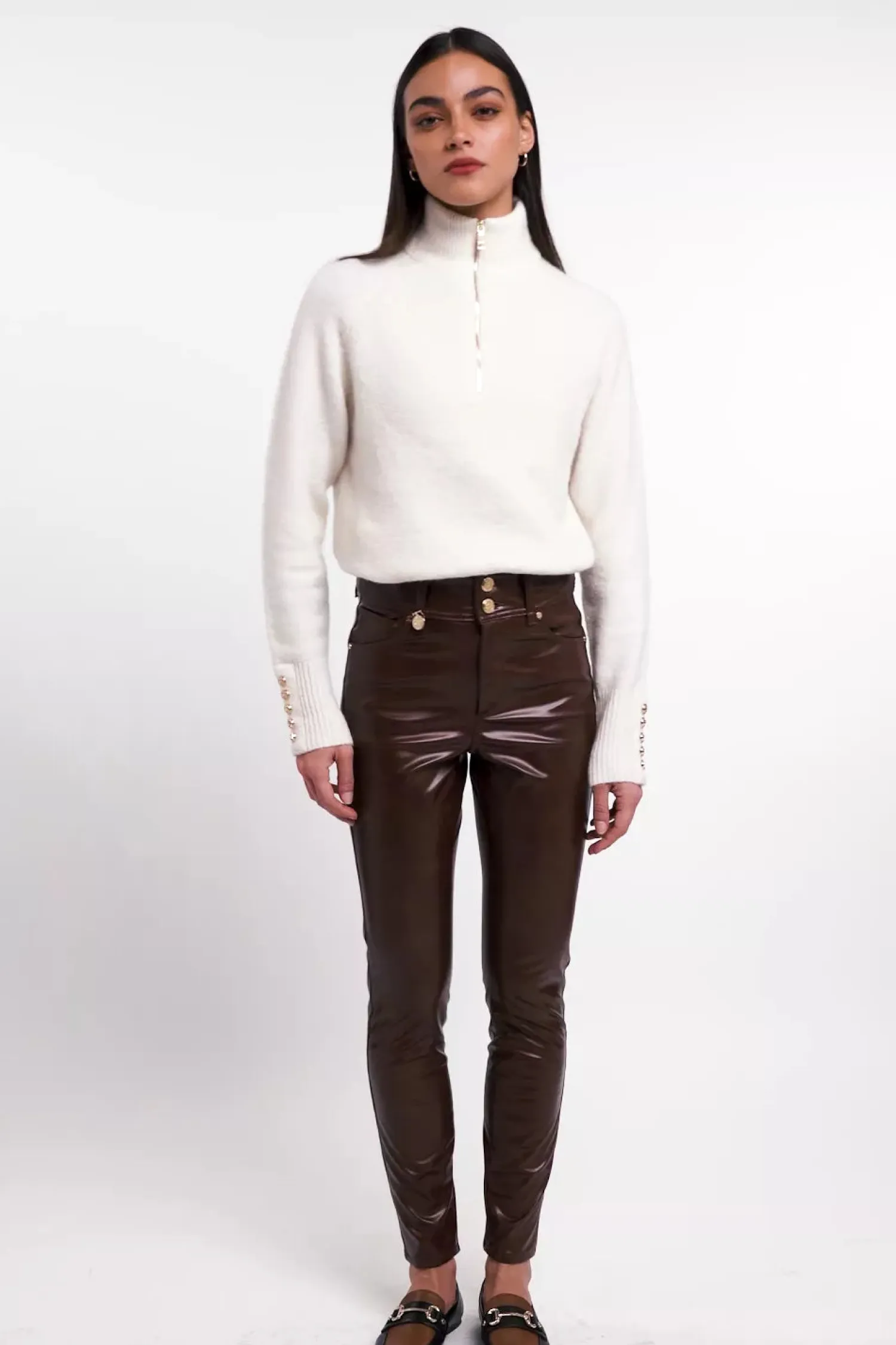 Discount Faux Leather Skinny Jean (Burnished Tan) Women Jeans