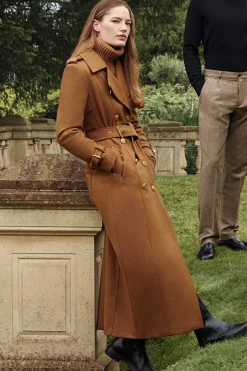 Hot Full Length Chelsea Trench Coat (Dark Camel) Women Trench Coats|Coats