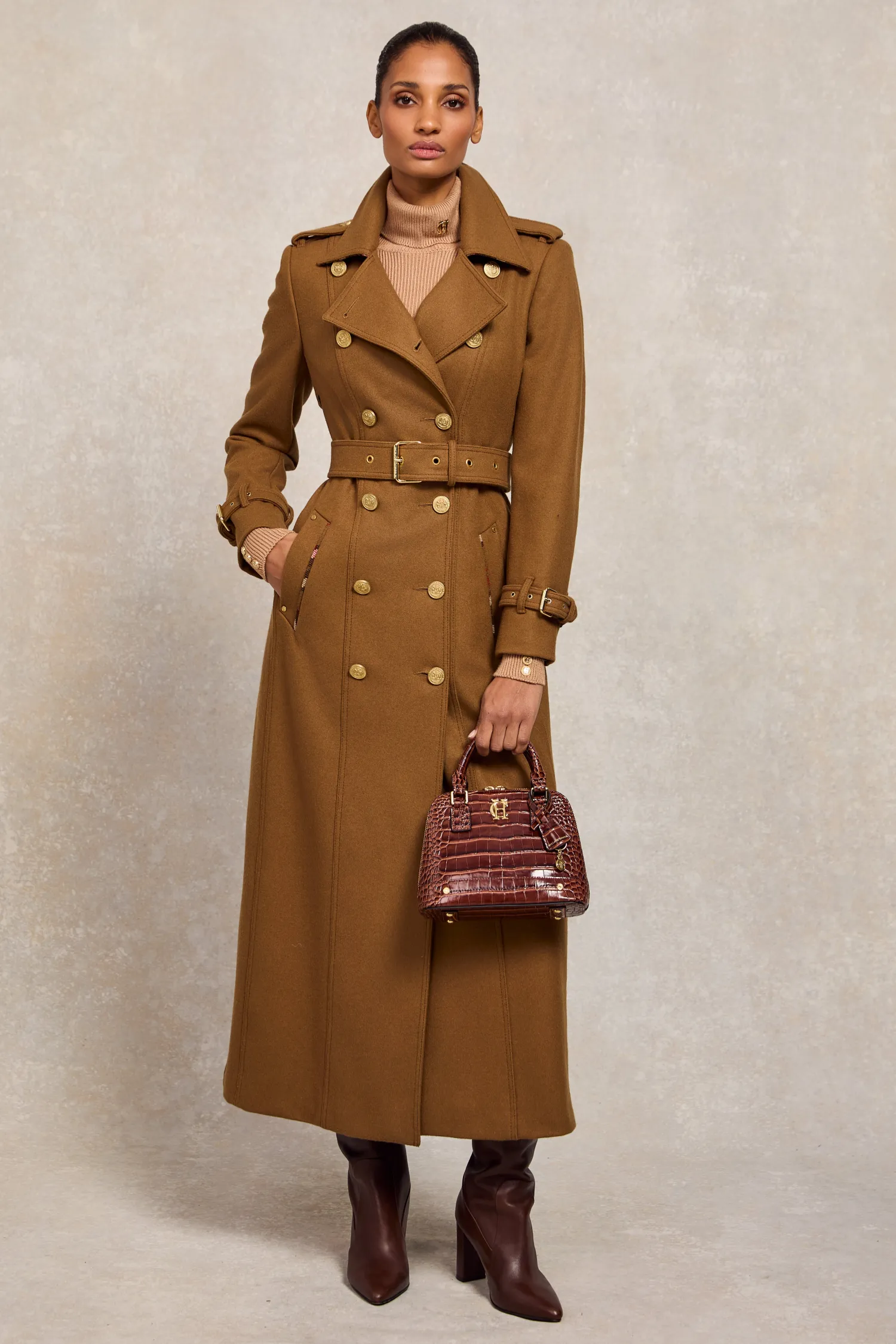 Hot Full Length Chelsea Trench Coat (Dark Camel) Women Trench Coats|Coats