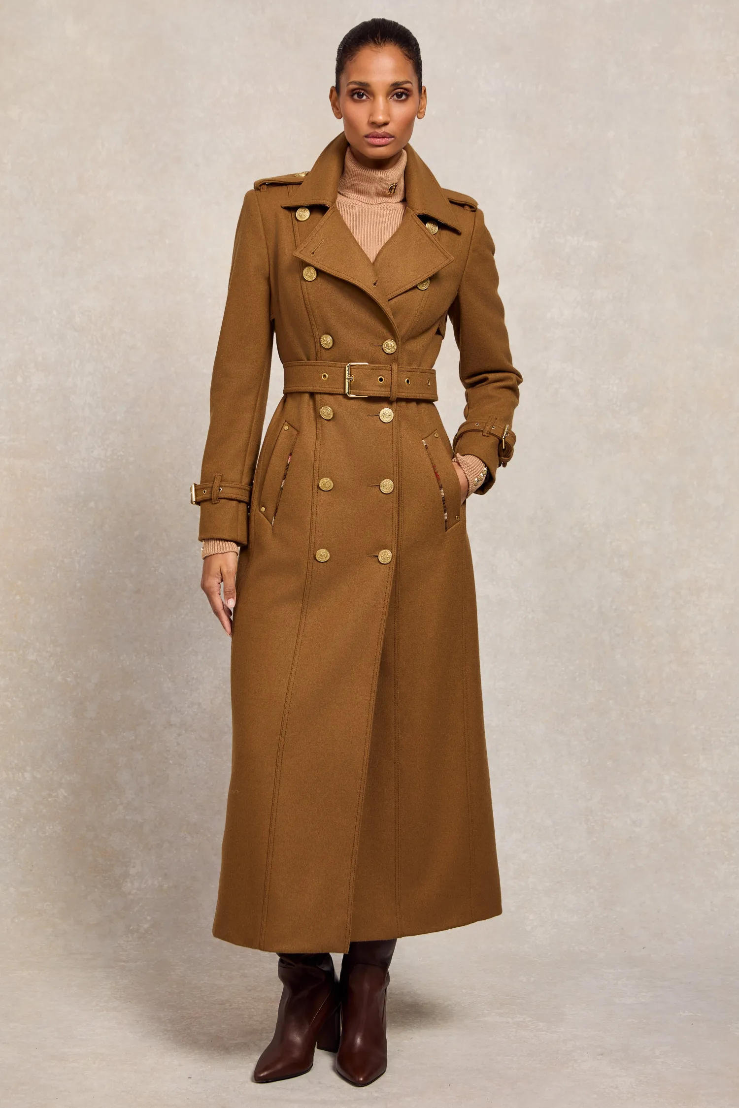 Hot Full Length Chelsea Trench Coat (Dark Camel) Women Trench Coats|Coats