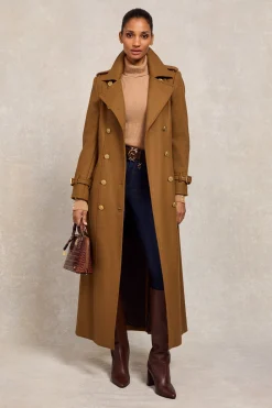 Hot Full Length Chelsea Trench Coat (Dark Camel) Women Trench Coats|Coats
