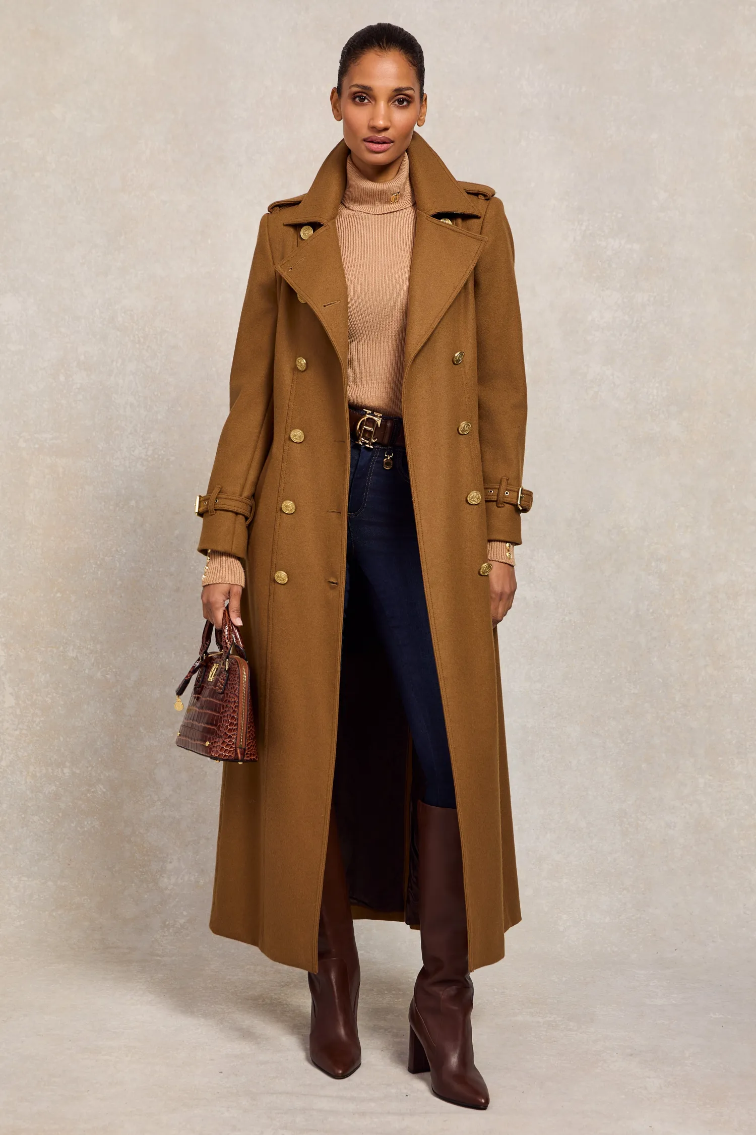 Hot Full Length Chelsea Trench Coat (Dark Camel) Women Trench Coats|Coats