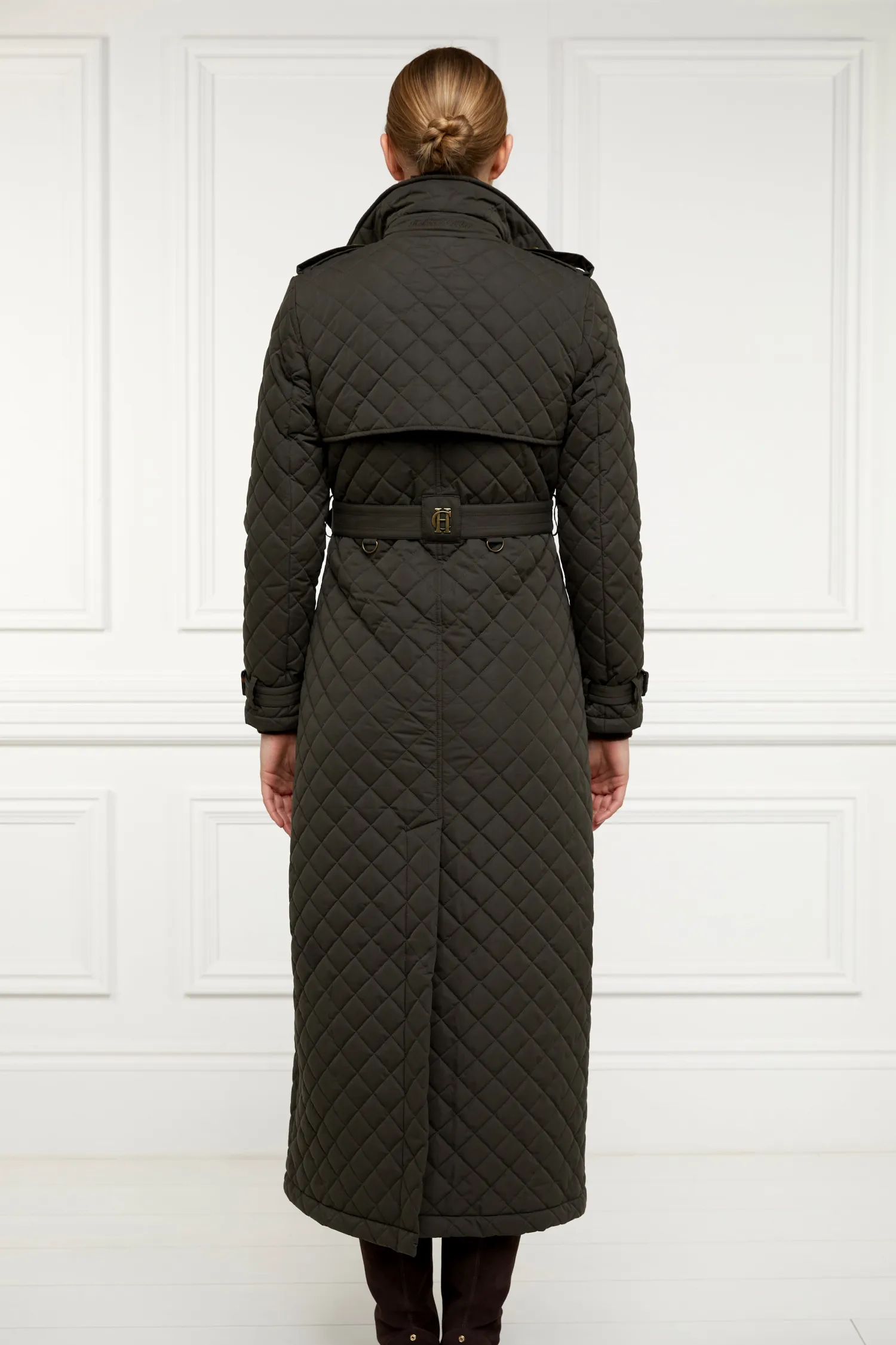 Sale Full Length Enstone Quilted Trench Coat (Dark Olive) Women Trench Coats|Coats