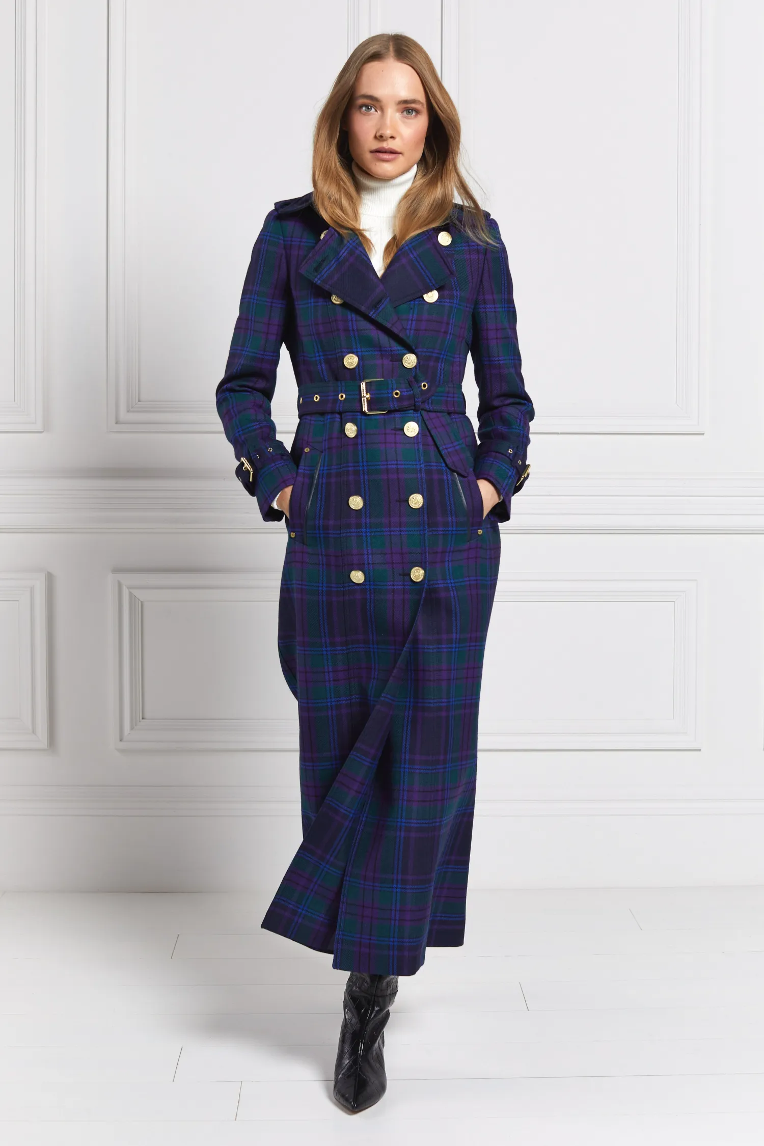 Sale Full Length Marlborough Trench Coat (Heather Tartan) Women Trench Coats|Coats