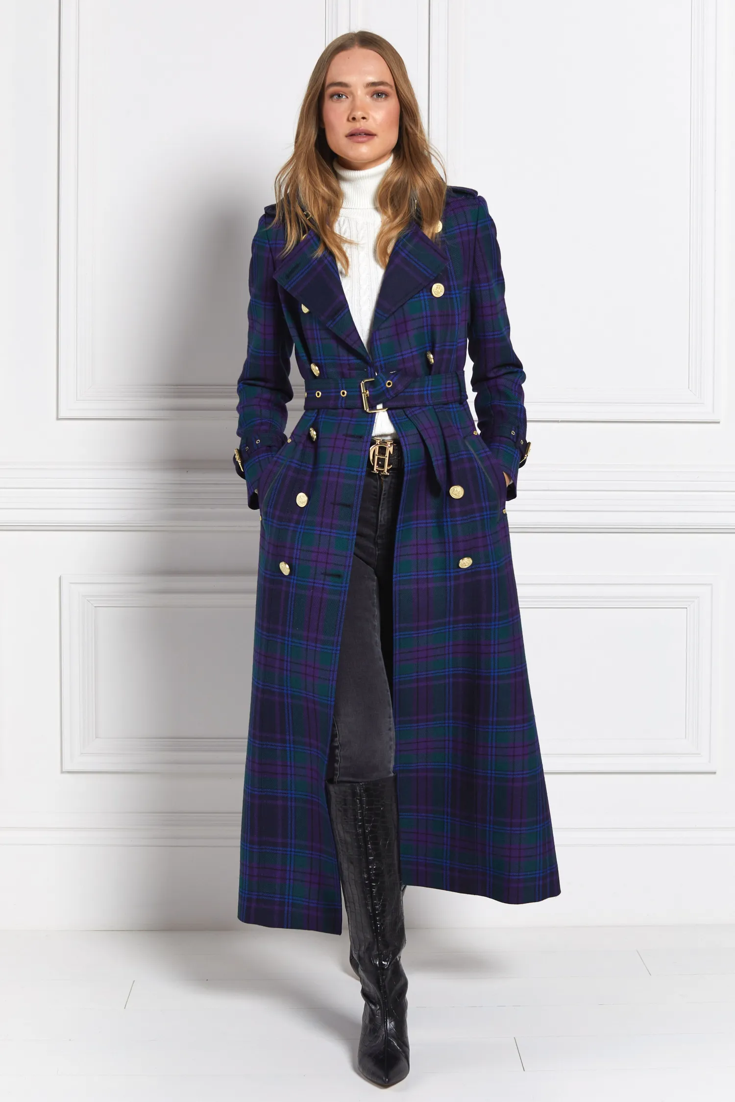 Sale Full Length Marlborough Trench Coat (Heather Tartan) Women Trench Coats|Coats