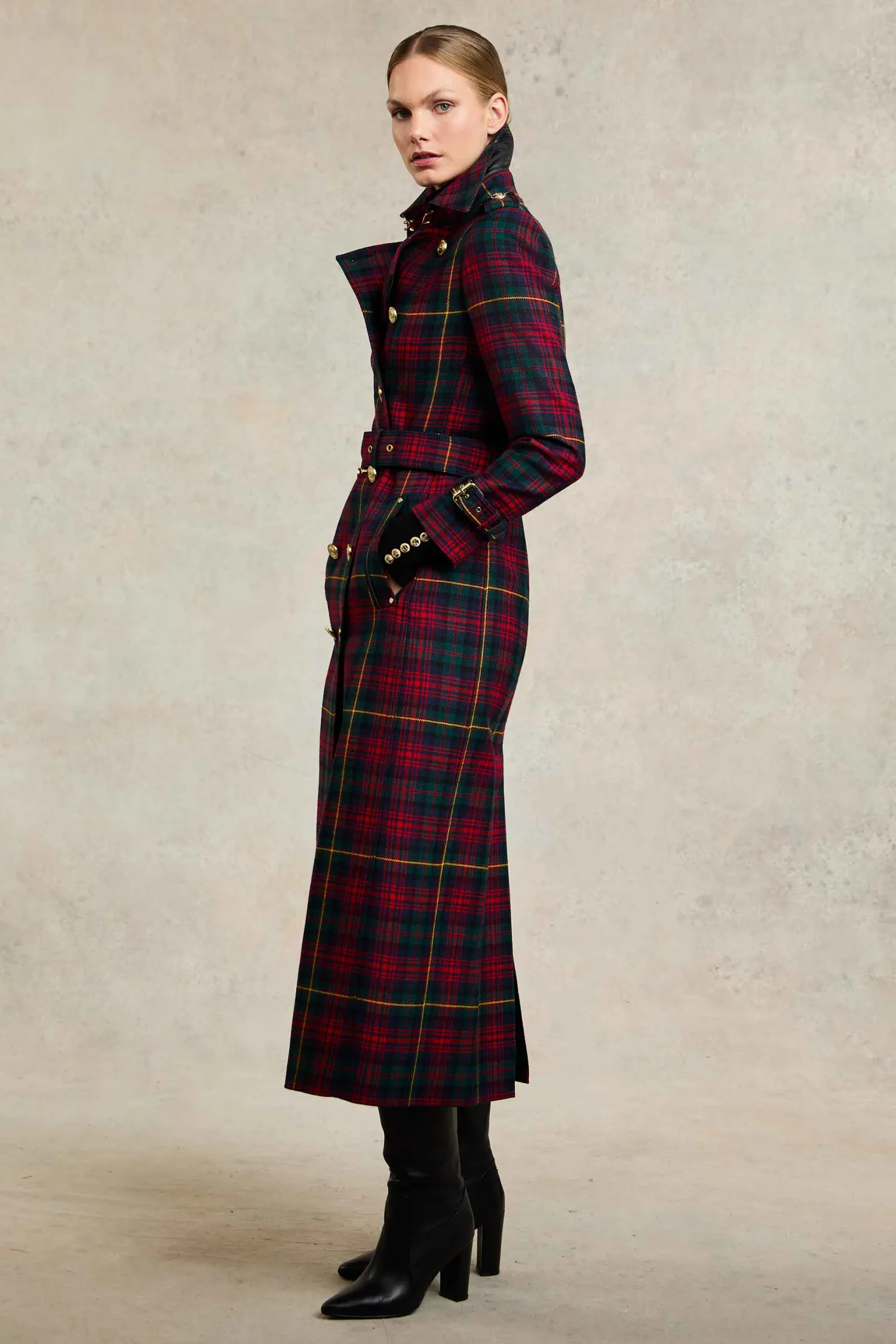 Fashion Full Length Marlborough Trench Coat (Logan Tartan) Women Trench Coats|Coats