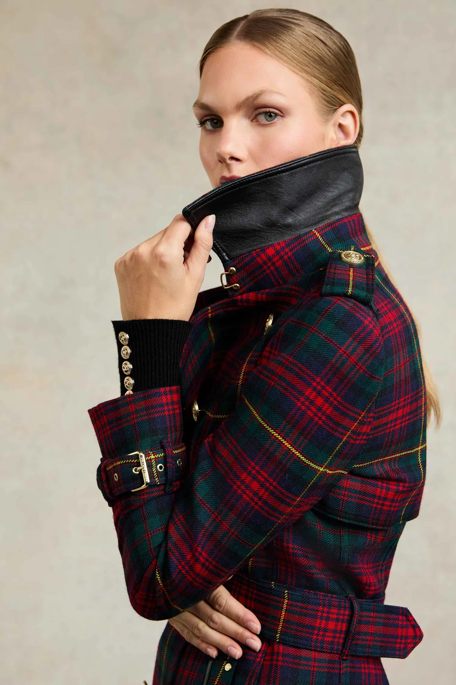 Fashion Full Length Marlborough Trench Coat (Logan Tartan) Women Trench Coats|Coats