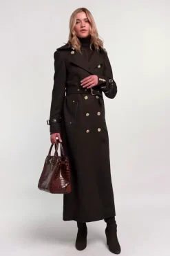 New Full Length Marlborough Trench Coat (Chocolate Herringbone) Women Trench Coats|Coats