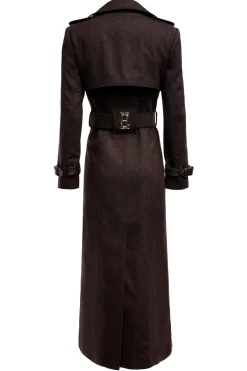 New Full Length Marlborough Trench Coat (Chocolate Herringbone) Women Trench Coats|Coats