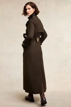 New Full Length Marlborough Trench Coat (Chocolate Herringbone) Women Trench Coats|Coats