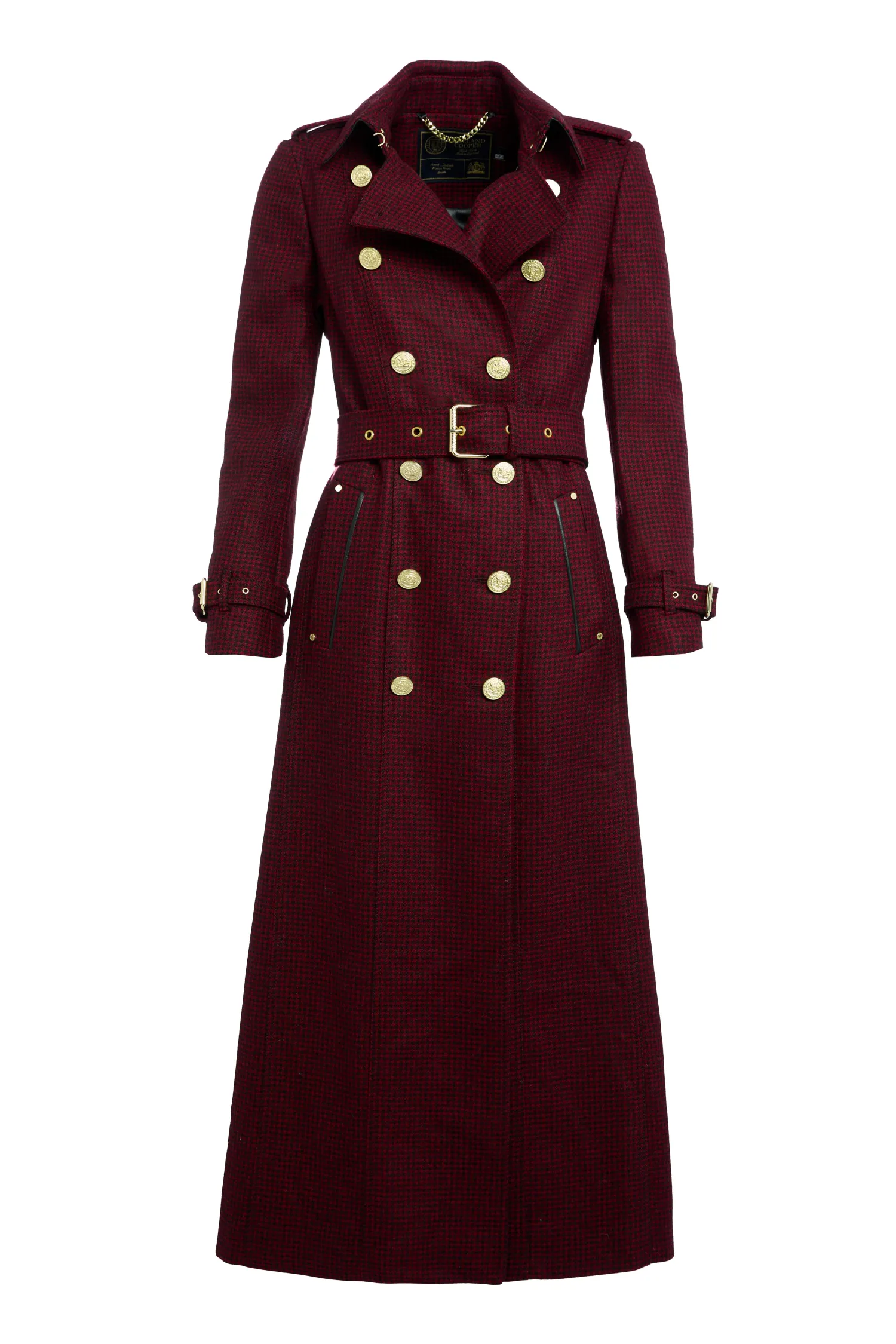 Best Full Length Marlborough Trench Coat (Red Houndstooth) Women Trench Coats|Coats