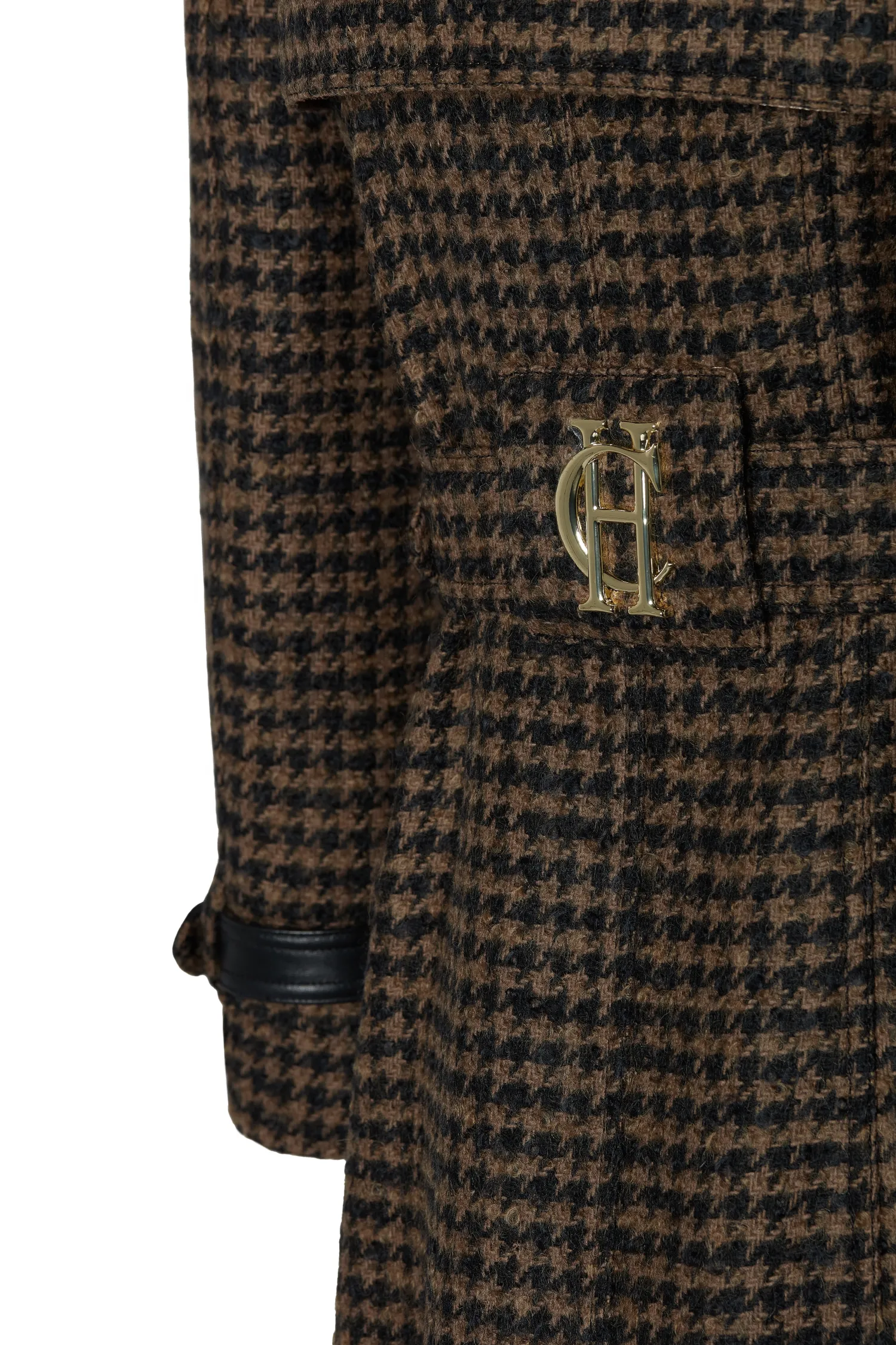 Fashion Full Length Marlborough Trench Coat (Chocolate Houndstooth) Women Trench Coats|Coats