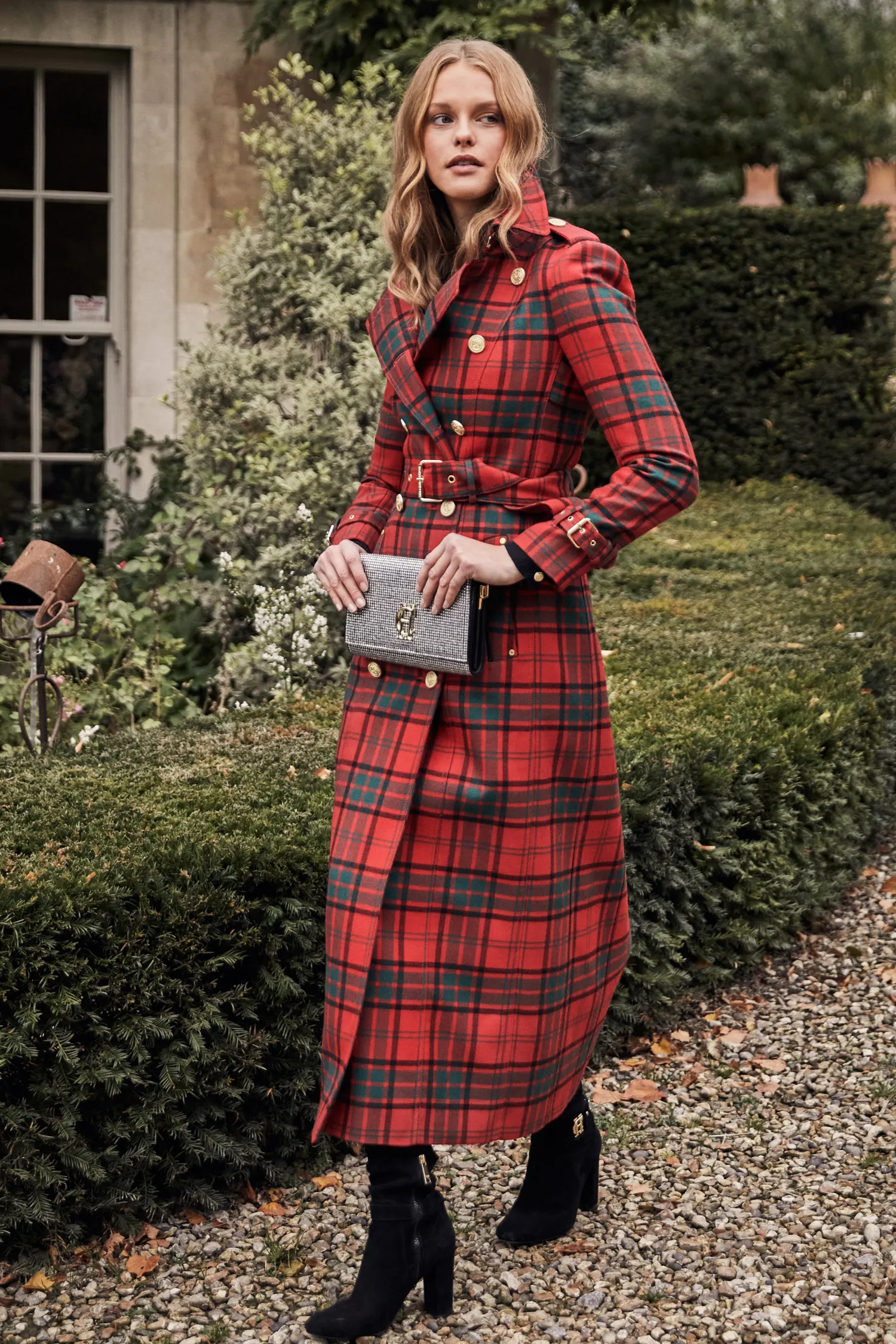 Online Full Length Marlborough Trench Coat (Red Tartan) Women Trench Coats|Coats