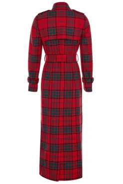 Online Full Length Marlborough Trench Coat (Red Tartan) Women Trench Coats|Coats