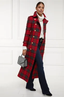 Online Full Length Marlborough Trench Coat (Red Tartan) Women Trench Coats|Coats