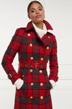 Online Full Length Marlborough Trench Coat (Red Tartan) Women Trench Coats|Coats