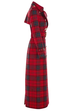 Online Full Length Marlborough Trench Coat (Red Tartan) Women Trench Coats|Coats