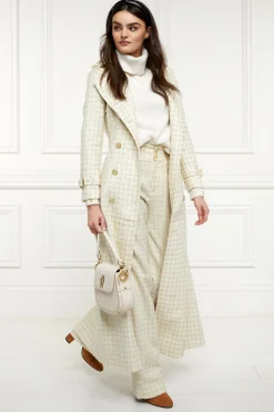 Clearance Full Length Marlborough Trench Coat (Ivory Sparkle Tweed) Women Trench Coats|Coats