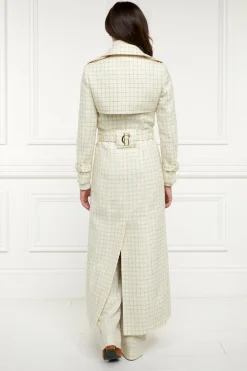 Clearance Full Length Marlborough Trench Coat (Ivory Sparkle Tweed) Women Trench Coats|Coats