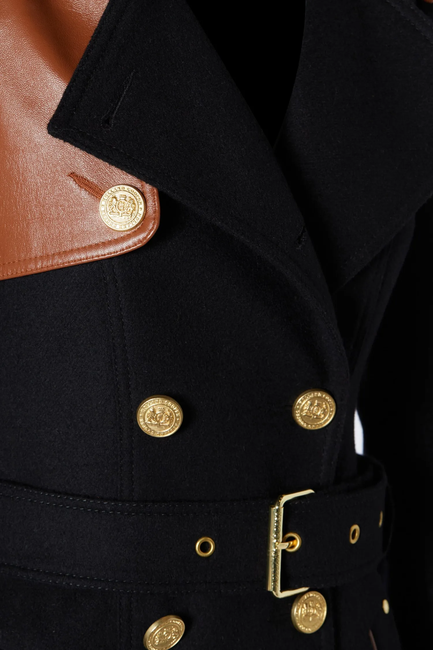 Sale Full Length Marlborough Trench Coat (Soft Black Tan) Women Trench Coats|Coats