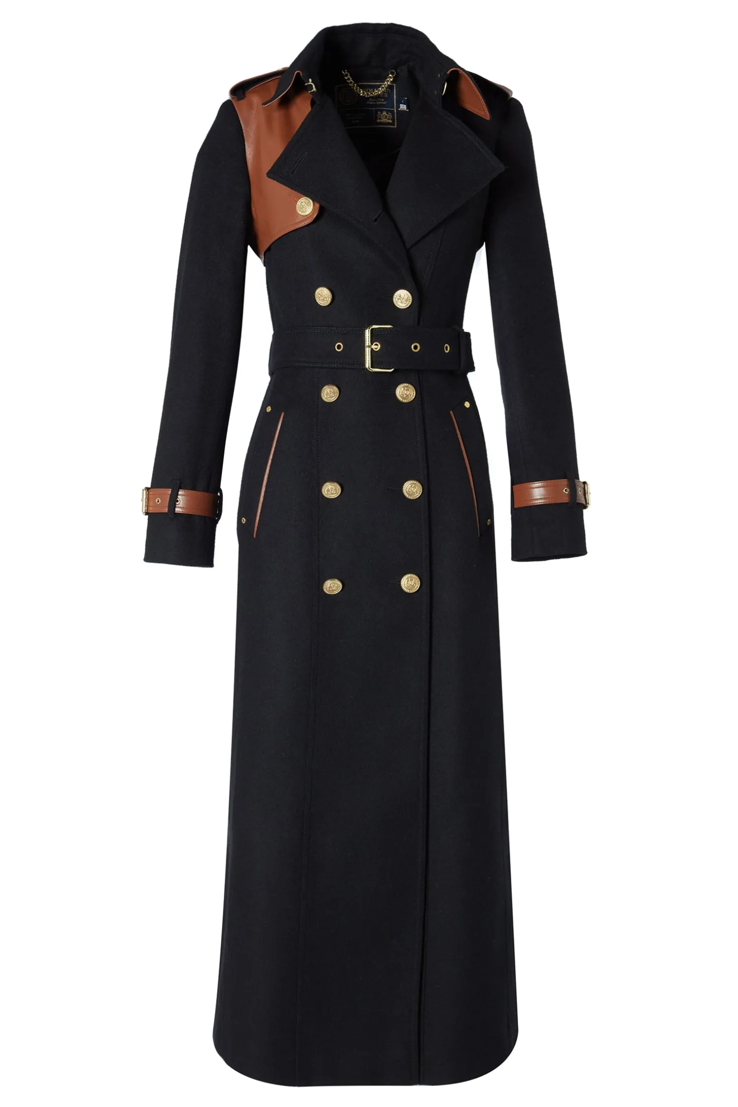 Sale Full Length Marlborough Trench Coat (Soft Black Tan) Women Trench Coats|Coats