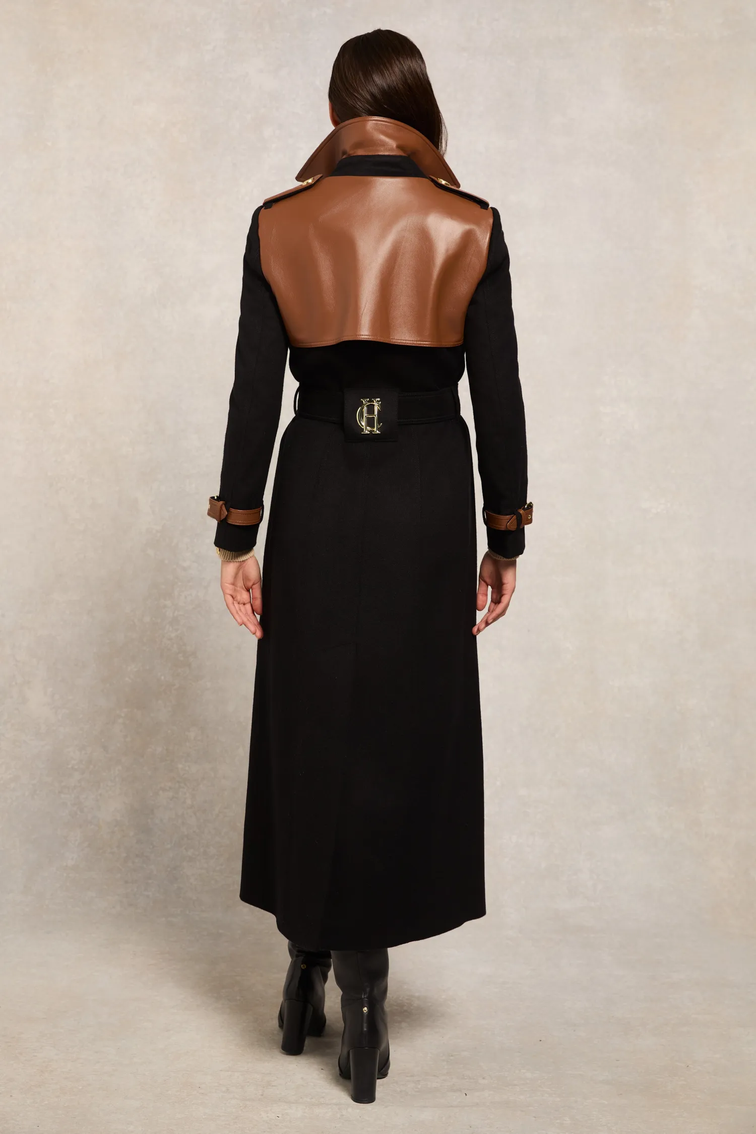 Sale Full Length Marlborough Trench Coat (Soft Black Tan) Women Trench Coats|Coats