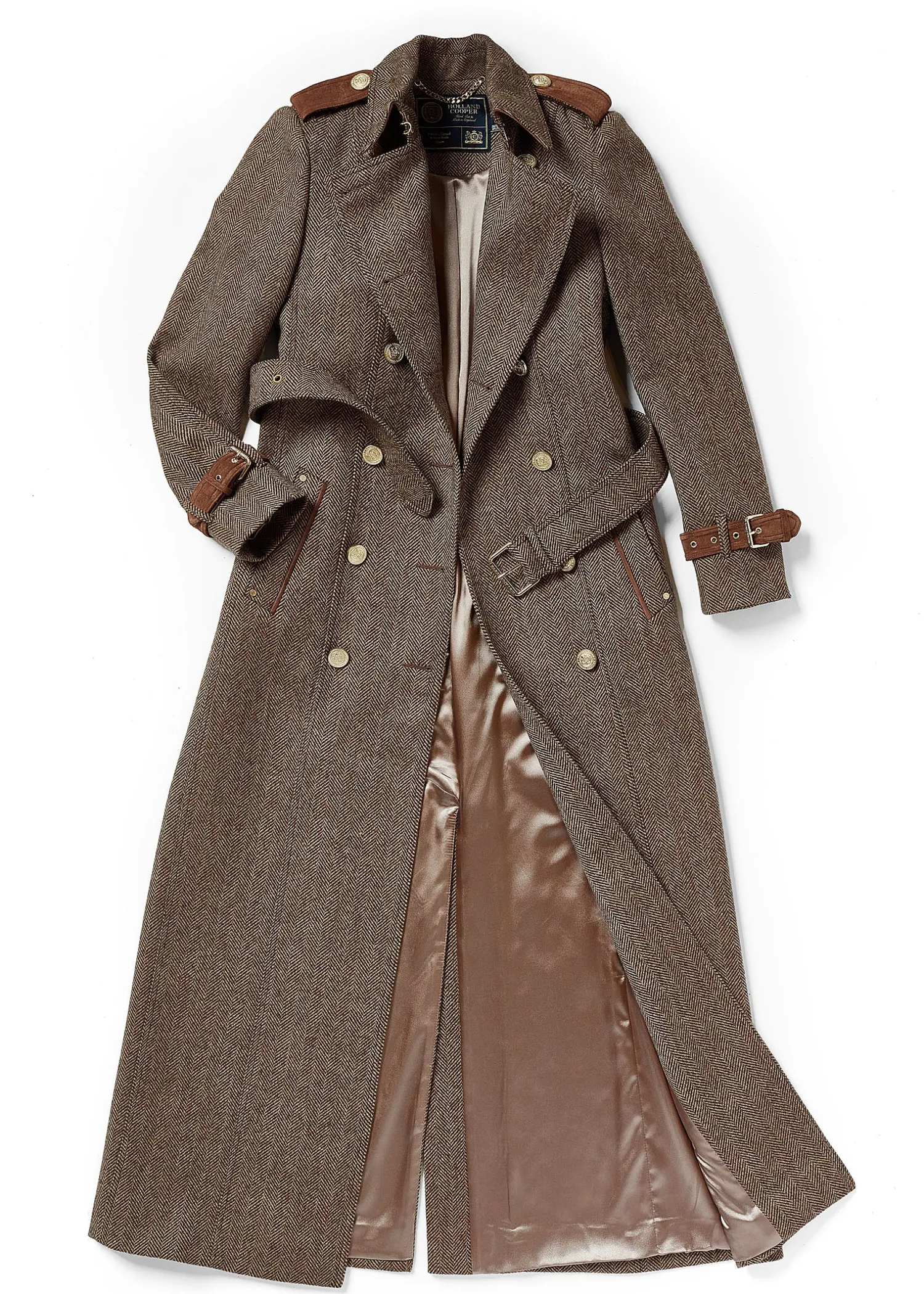 Sale Full Length Marlborough Trench Coat (Large Scale Brown Herringbone) Women Trench Coats|Coats