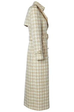 Clearance Full Length Marlborough Trench Coat (Camel Houndstooth) Women Trench Coats|Coats