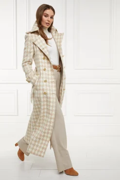 Clearance Full Length Marlborough Trench Coat (Camel Houndstooth) Women Trench Coats|Coats
