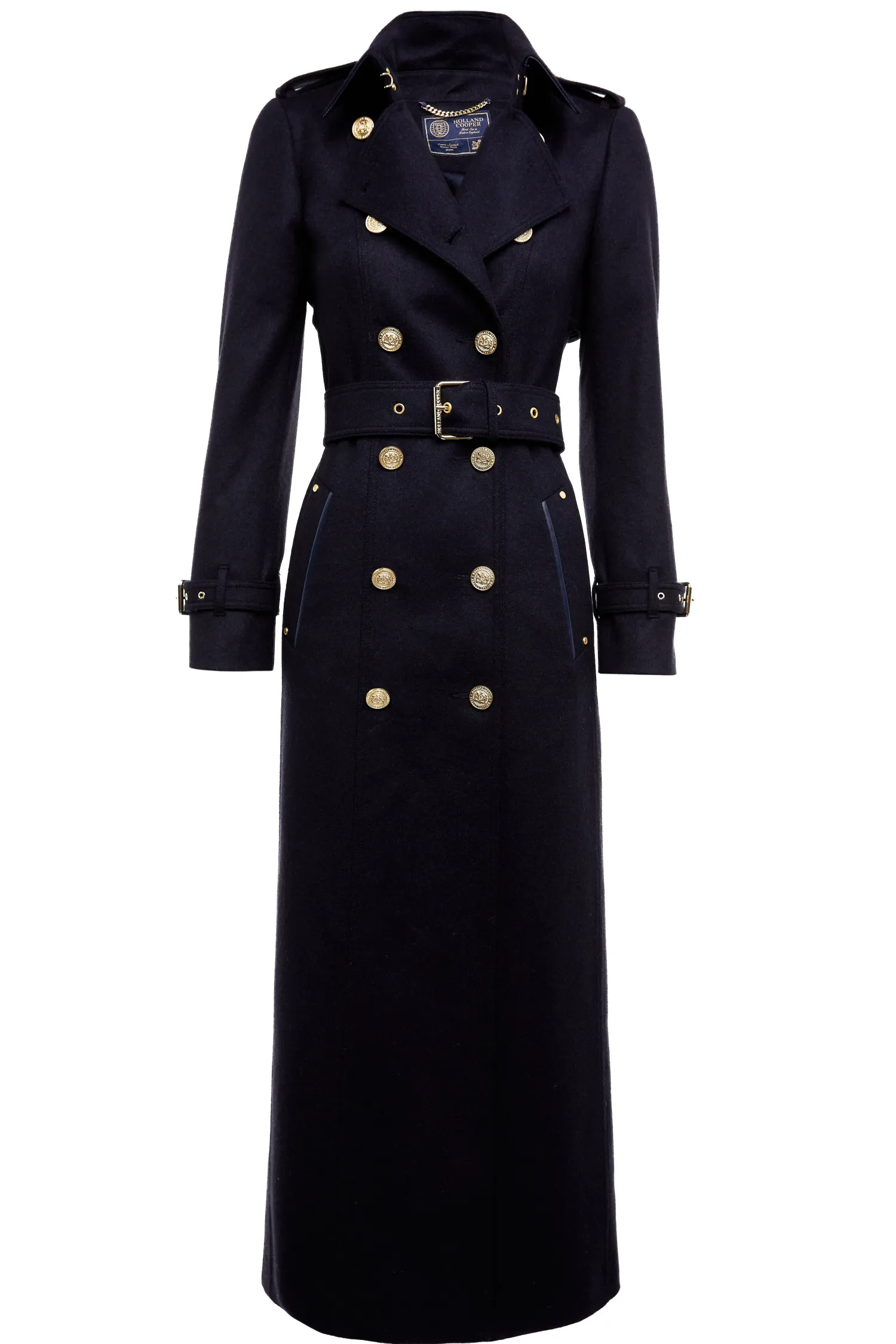 Fashion Full Length Marlborough Trench Coat (Soft Navy) Women Trench Coats|Coats